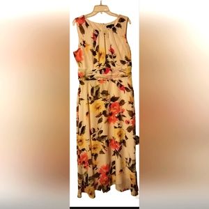 Light  Yellow  high waist dress with flower design
